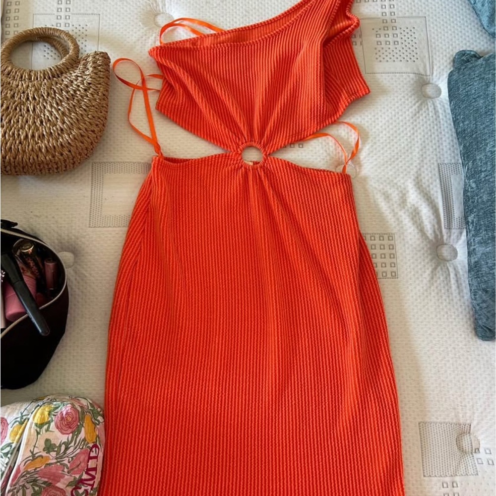 Orange One-Shoulder Dress